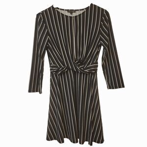 AS U Wish Black/White Stripe Long Sleeve Size L Dress